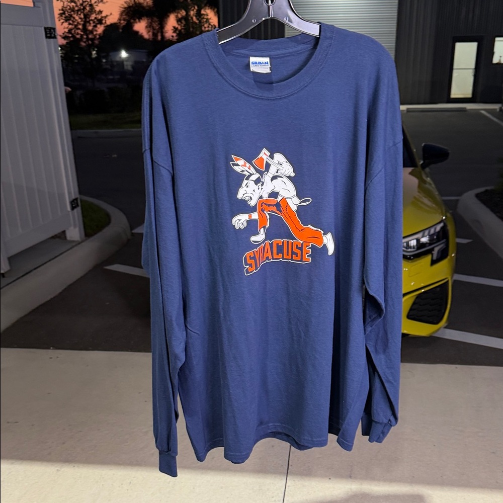 Vintage Gildan Navy Syracuse Orange & White Long Sleeve Tee 2XL